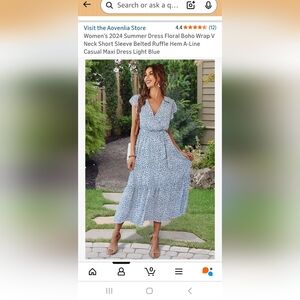 NWOT NEW Aovenlia Light Blue Wrap Ruffle Dress, Sz L